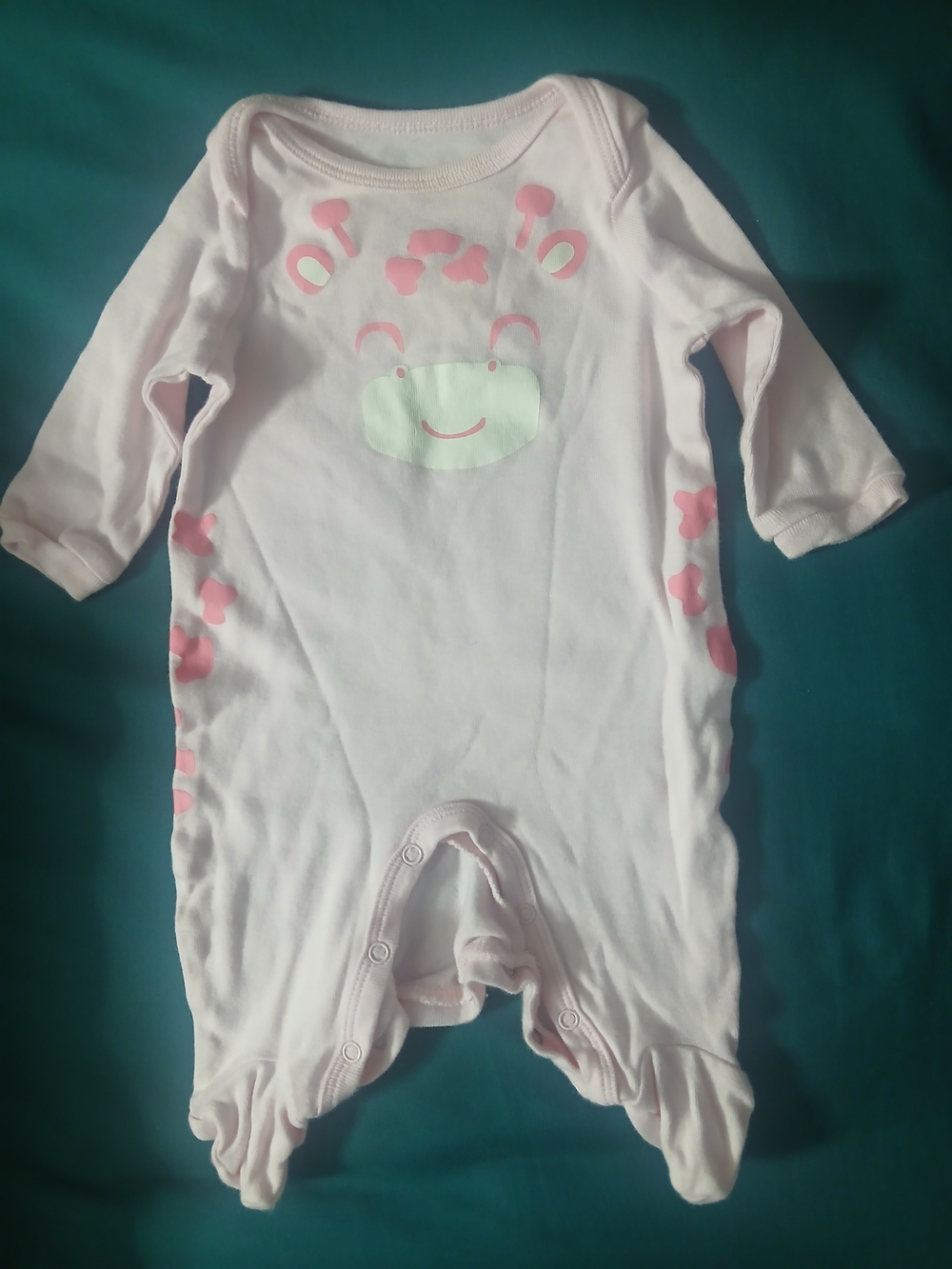okie dokie Pink Frog Footed One-Piece